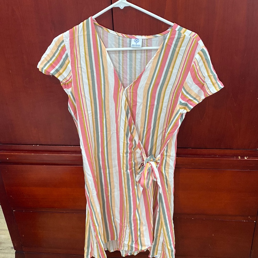 Light, striped, Hurley wrap dress.
